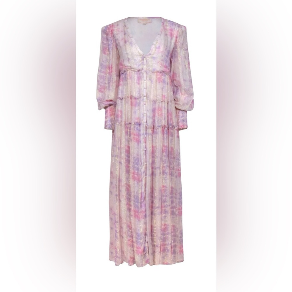 Rococo Sand Pink and Purple Maxi Dress
